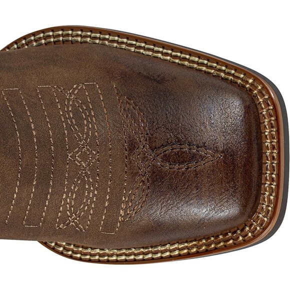 Women's Brown Leather Square Toe Embroidered Knee High Western Cowgirl Boots - Picture 5 of 9